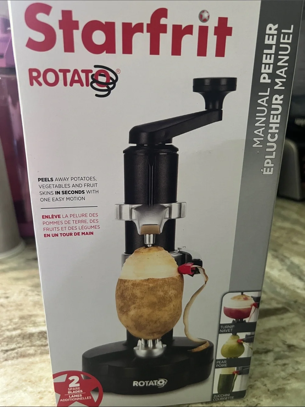 Starfrit Black Manual Rotato Peeler - Efficient Vegetable & Fruit Peeling